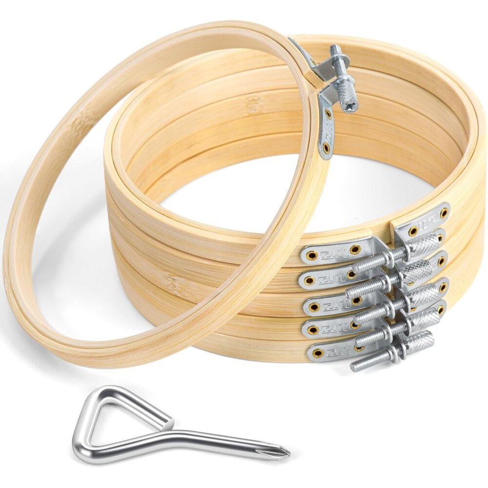6 Pieces 6 Inch Embroidery Hoop with Metal Screw, Round Embroidery Hoops Set, Ba